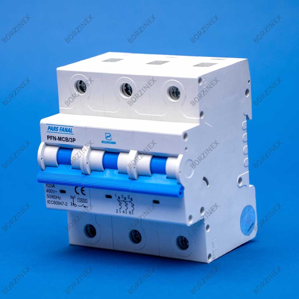 کلید مینیاتوری سه پل 100 آمپر پارس فانال مدل PFN‑MCB/3P‑125A