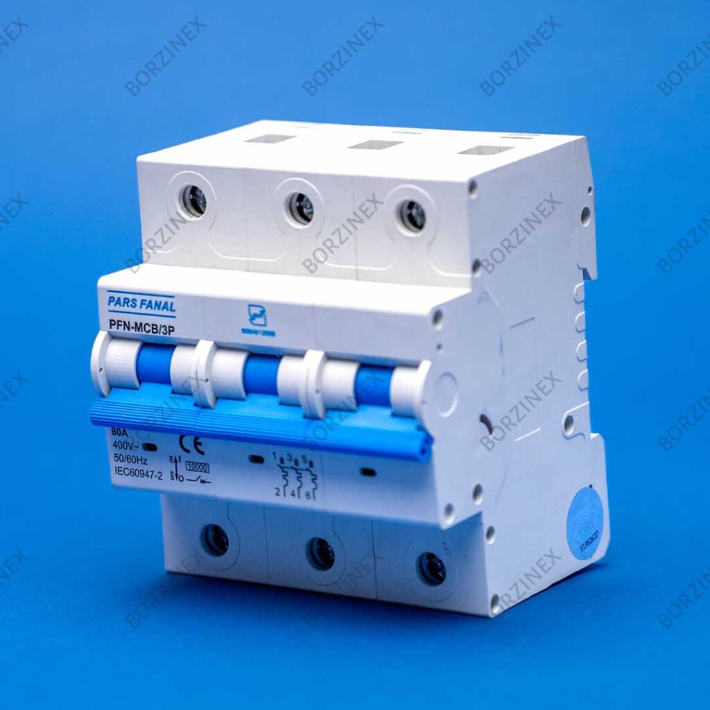 کلید مینیاتوری سه پل 80 آمپر پارس فانال مدل PFN‑MCB/3P‑80A