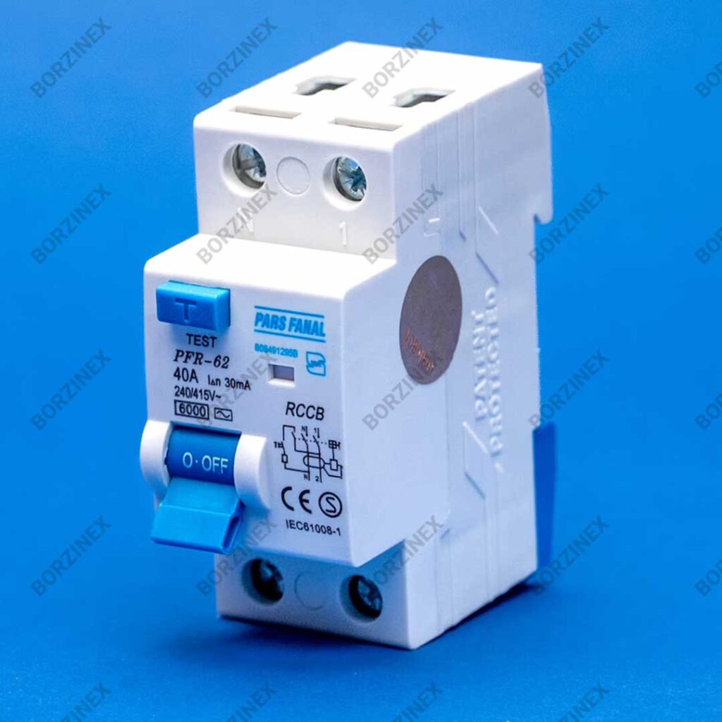 کلید محافظ جان پارس فانال 40 آمپر دو پل مدل PFR‑2P‑30mA & 300mA