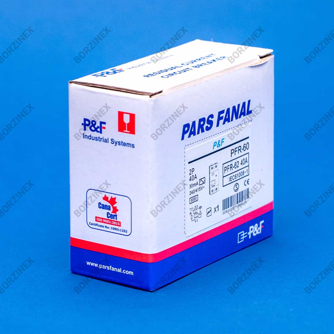 کلید محافظ جان پارس فانال 40 آمپر دو پل مدل PFR‑2P‑30mA & 300mA