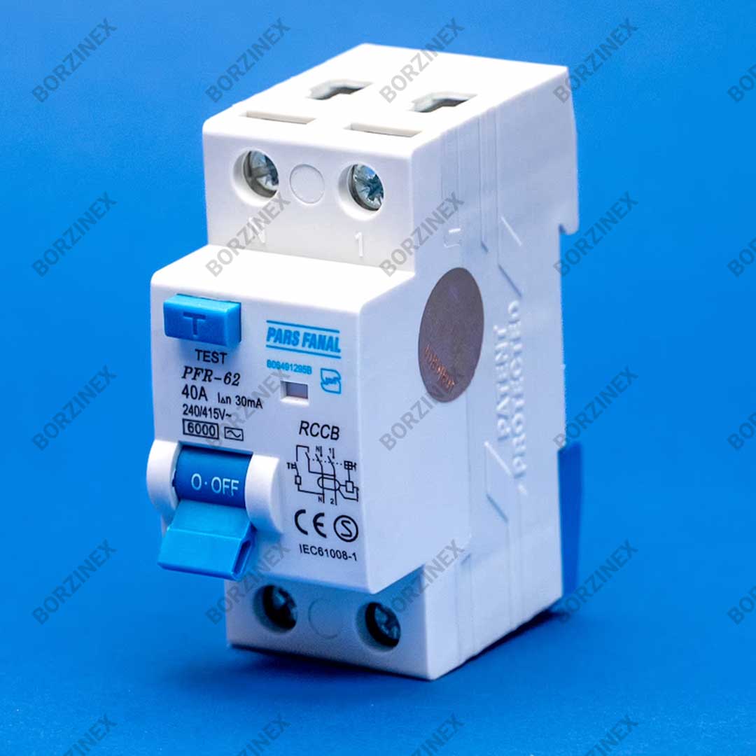 کلید محافظ جان پارس فانال 40 آمپر دو پل مدل PFR‑2P‑30mA & 300mA