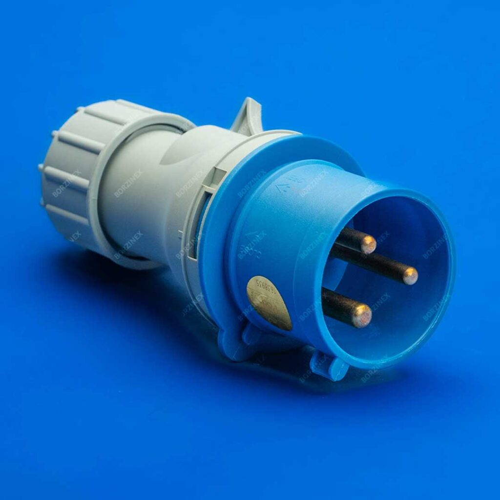 شاخه صنعتی ۱۶ آمپر ۳ پین تکفاز مدل PF-013 رنگ آبی
